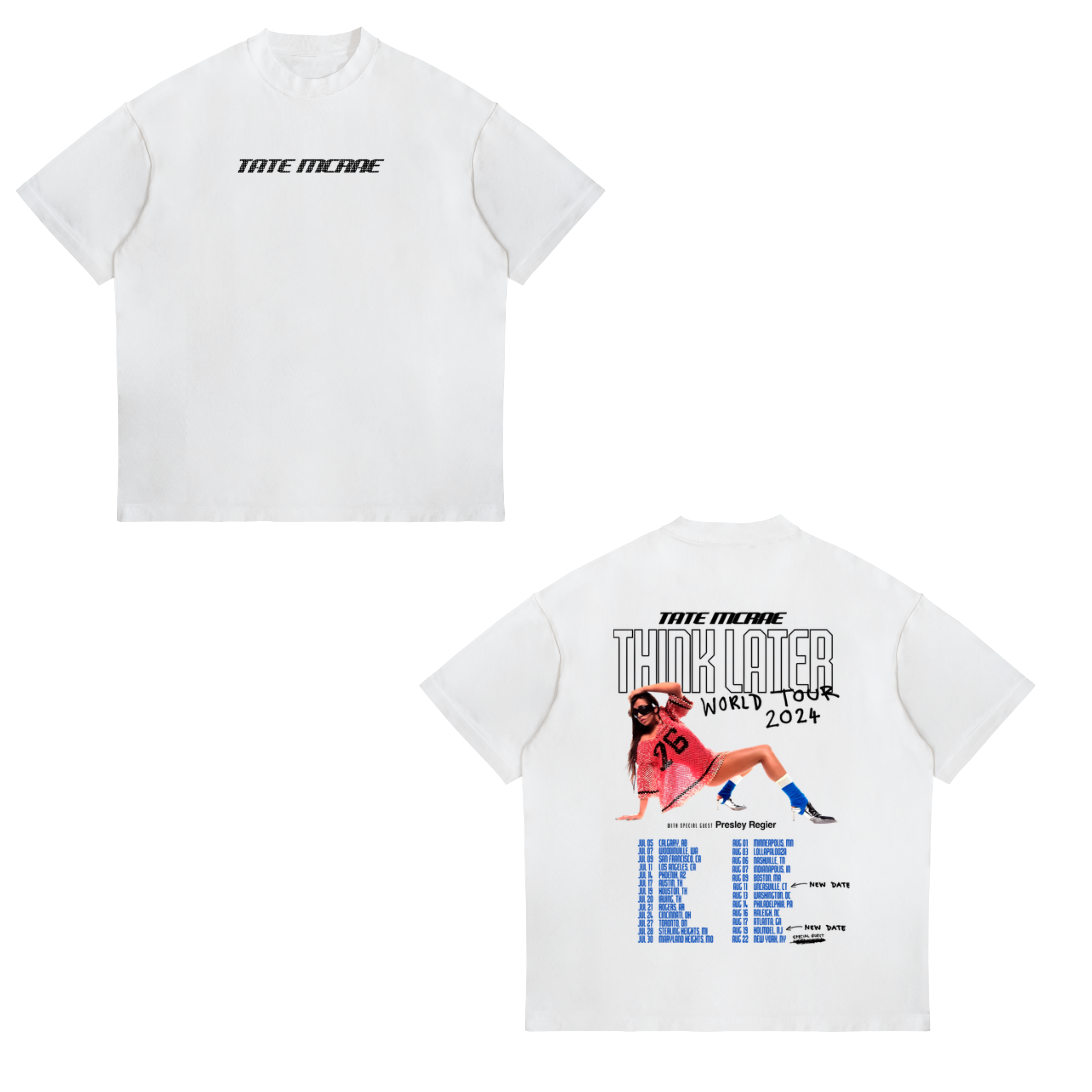 Camisa Think Later World Tour 2024 20 - Tate McRae